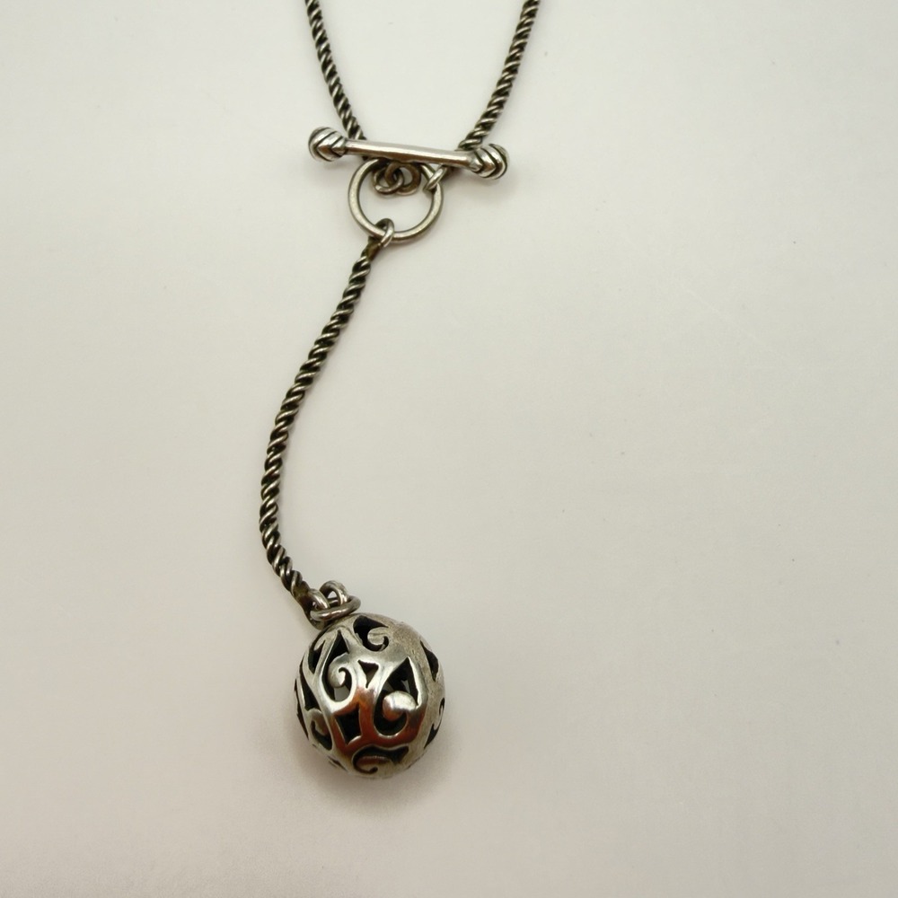 Silpada Simple Delight Necklace Women 17in Silver Good Filigree Ball Lariat